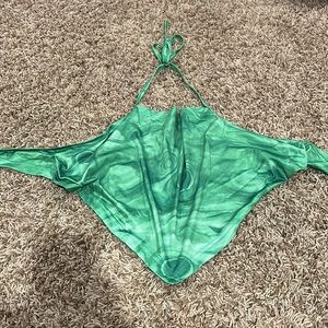 Shein Green Pattern Halter Tie-Around Top